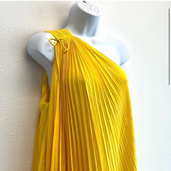 Banana Republic Bright Yellow One Shoulder Pleated Dress - Picture 6 of 11